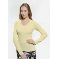 Ladies Monterey Club Cotton/Nylon V Neck Cable Sweater